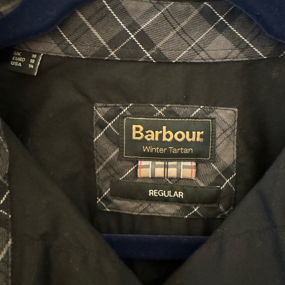Barbour winter tartan black poplin Button Front Shirt size 14 U.S. - Picture 4 of 6